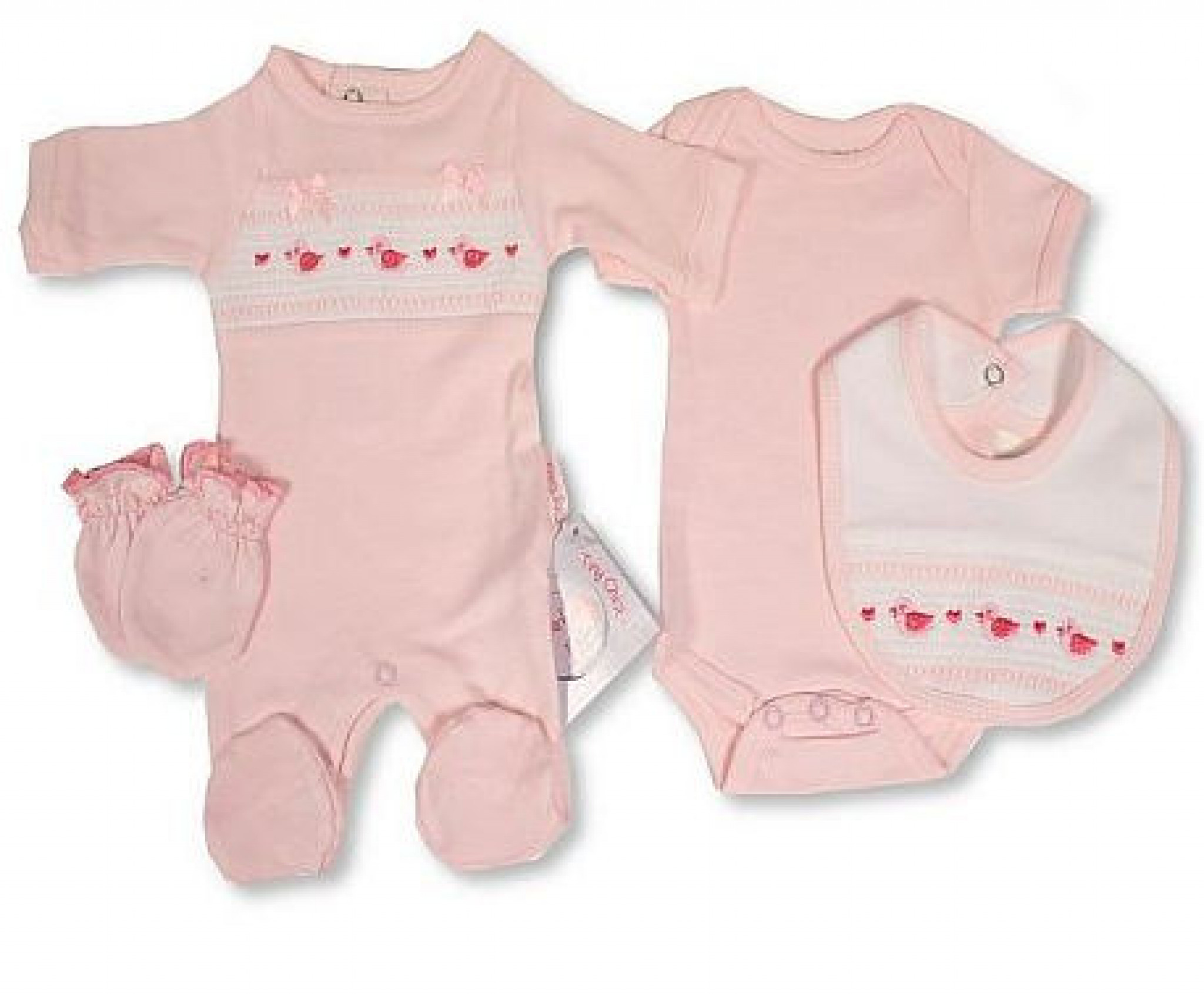 Tiny Chick PB-20-585P 5035320605951 TCLBW20-595-P Smocked "Ducks" 4 Piece Set (3-8lbs)