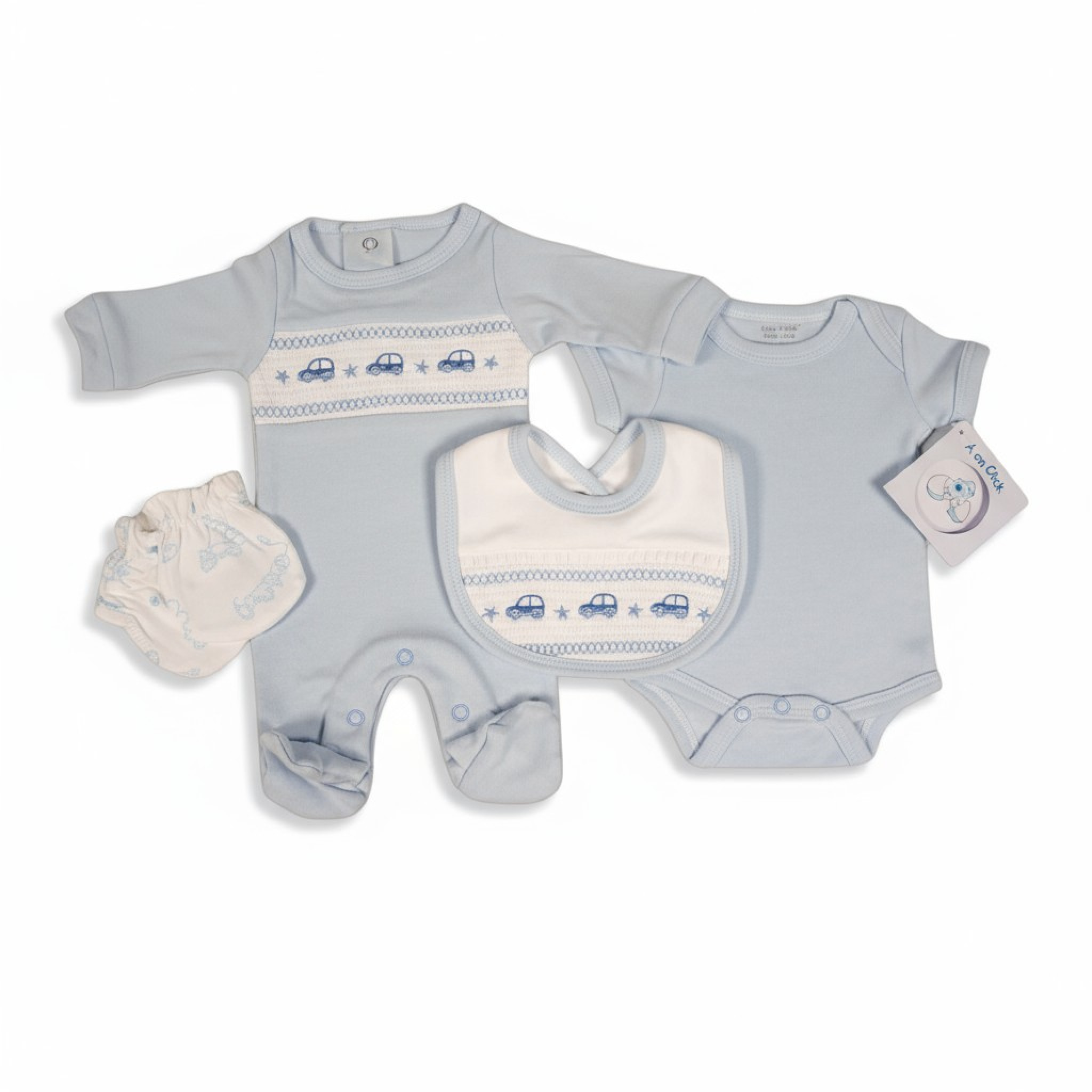 Tiny Chick PB-20-585S 5035320405957 TCLBW20-595-S Smocked "Cars" 4 Piece Set (3-8lbs)