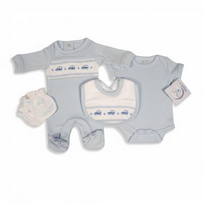 Tiny Chick PB-20-585S 5035320405957 TCLBW20-595-S Smocked "Cars" 4 Piece Set (3-8lbs)