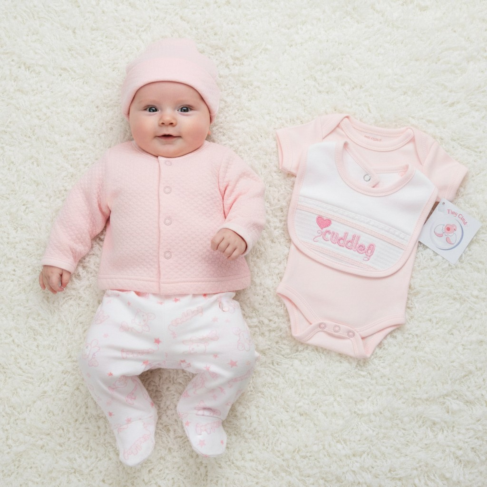 Tiny Chick PB-20-589P 5035320605982 TCLBW20-598-P Smocked "Cuddles" 5 Piece Set (3-8lbs)