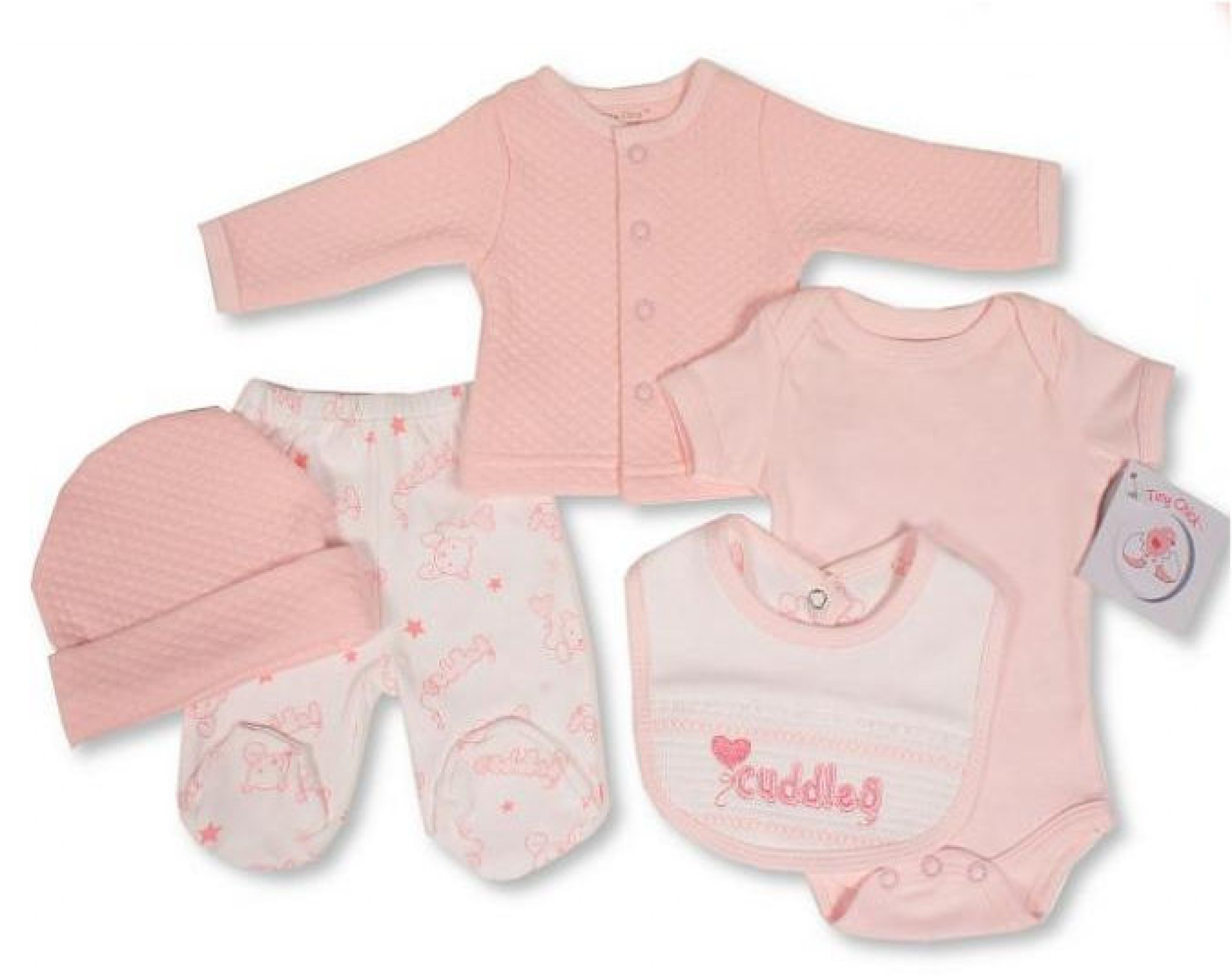Tiny Chick PB-20-589P 5035320605982 TCLBW20-598-P Smocked "Cuddles" 5 Piece Set (3-8lbs)