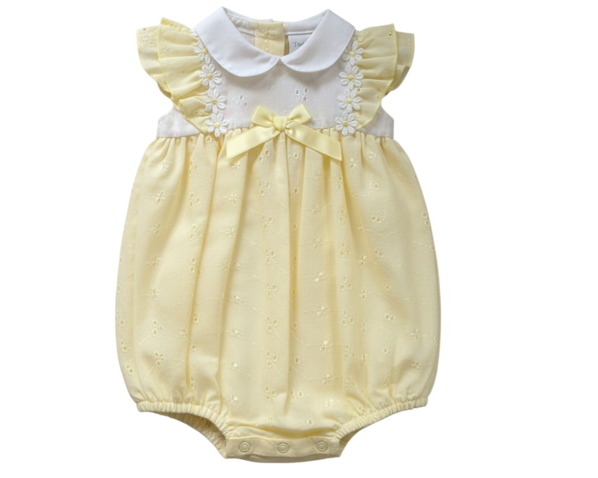Tiny Chick PB-20-615  TCLBW20-615y "Daisy" Broderie Anglaise Romper (3-8lbs)