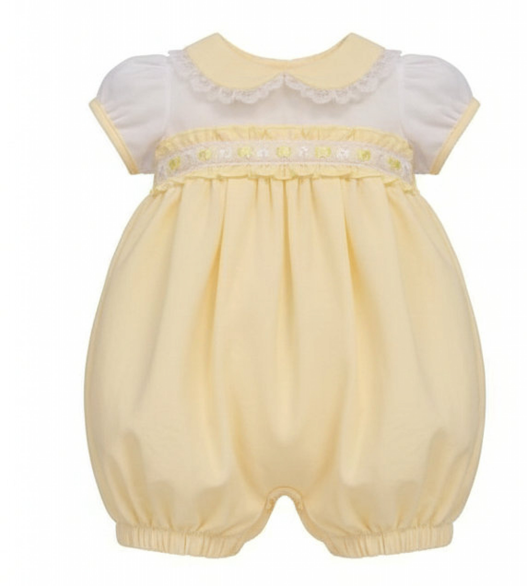Tiny Chick PB-20-616  TCLBW20-616Y "Ribbon and Lace" Romper (3-8lbs)