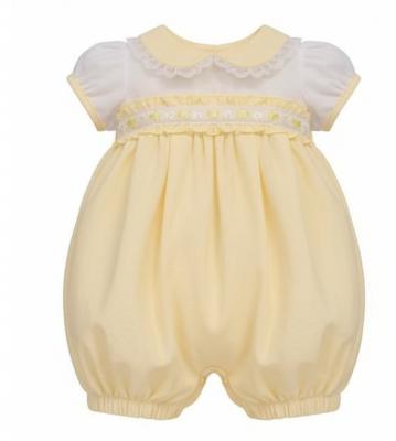 Tiny Chick PB-20-616  TCLBW20-616Y "Ribbon and Lace" Romper (3-8lbs)