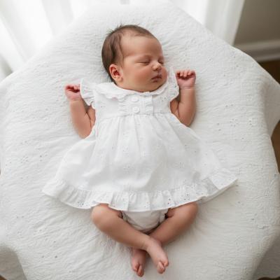 TCLBW20-707-W  Broderie Anglaise Dress Set  (3-8lbs)