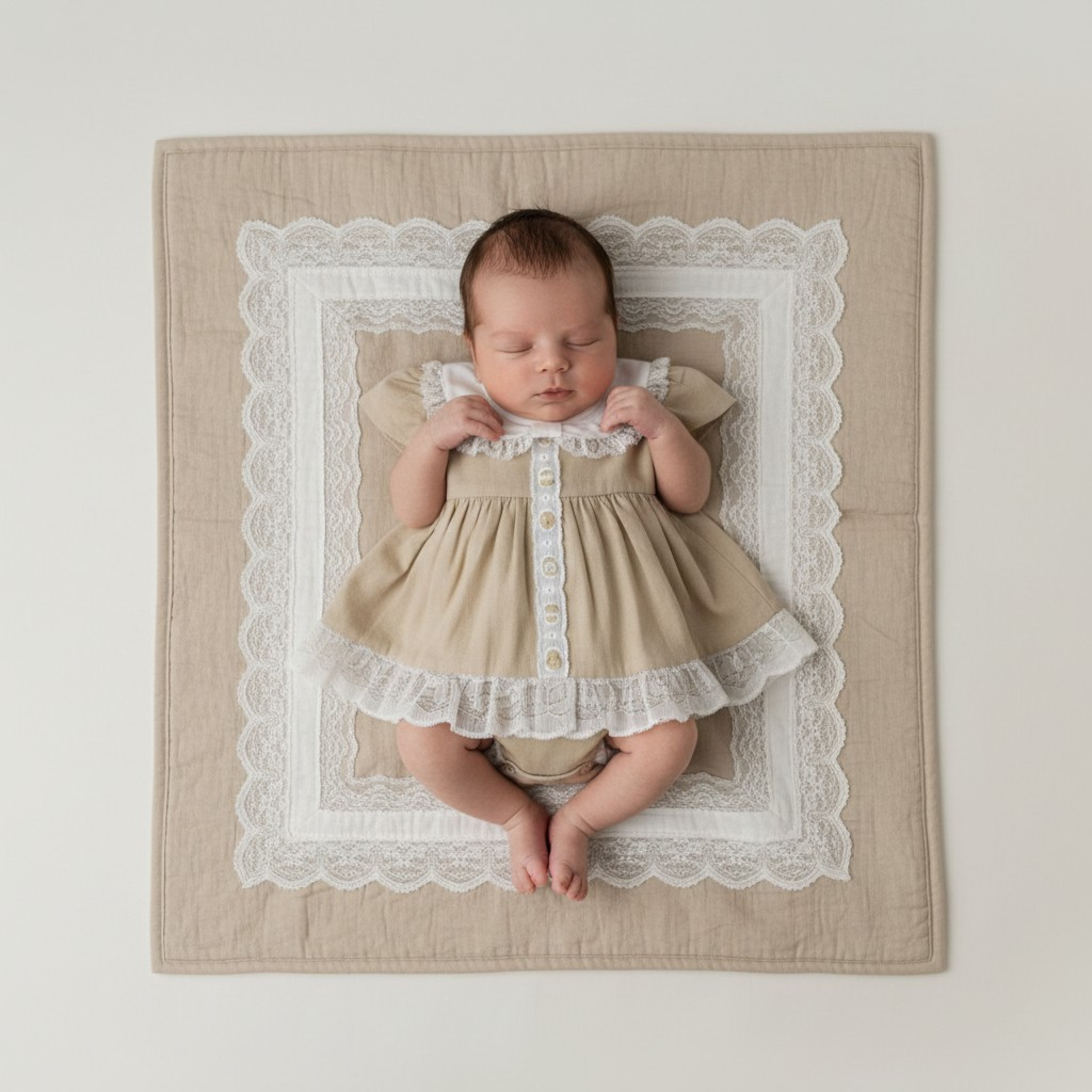 Tiny Chick PB-20-710 5035320707105 TCLBW20-710-T Lace and Linen Dress Set (3-8lbs)