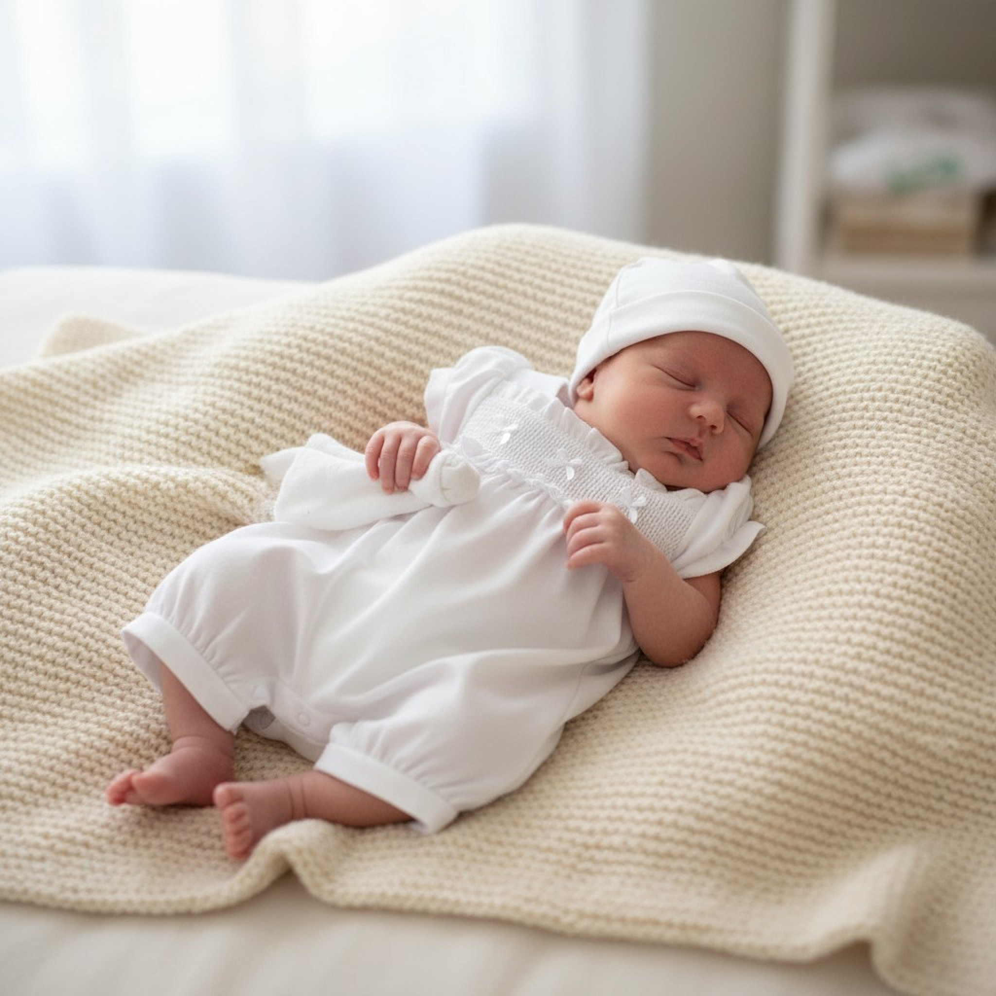 Tiny Chick 2026 5035320107134 TCLBW20-713W Smocked Romper (3-8lbs)