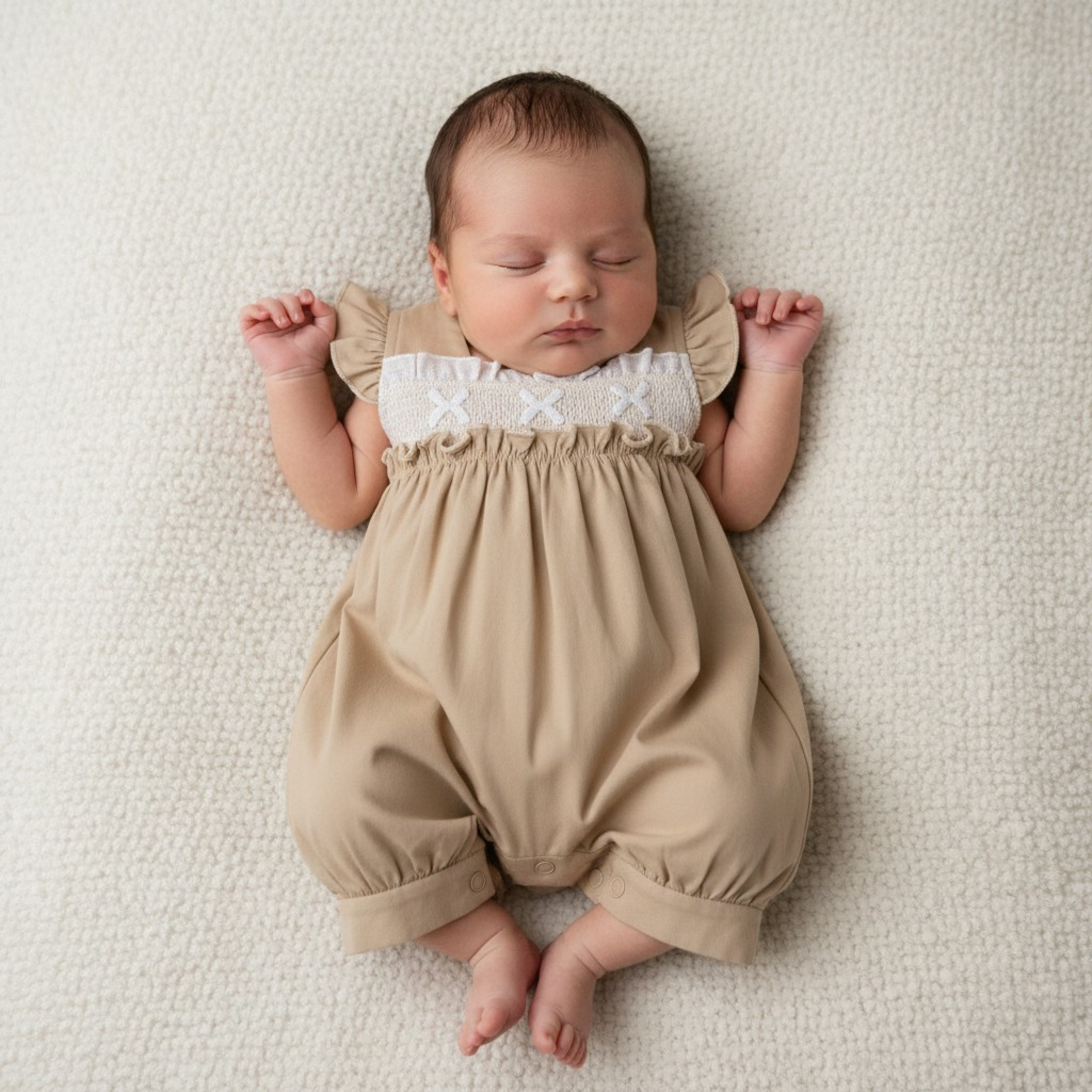 Tiny Chick PB-20-714 5035320707143 TCLBW20-714-T Smocked  Linen Romper(3-8lbs)