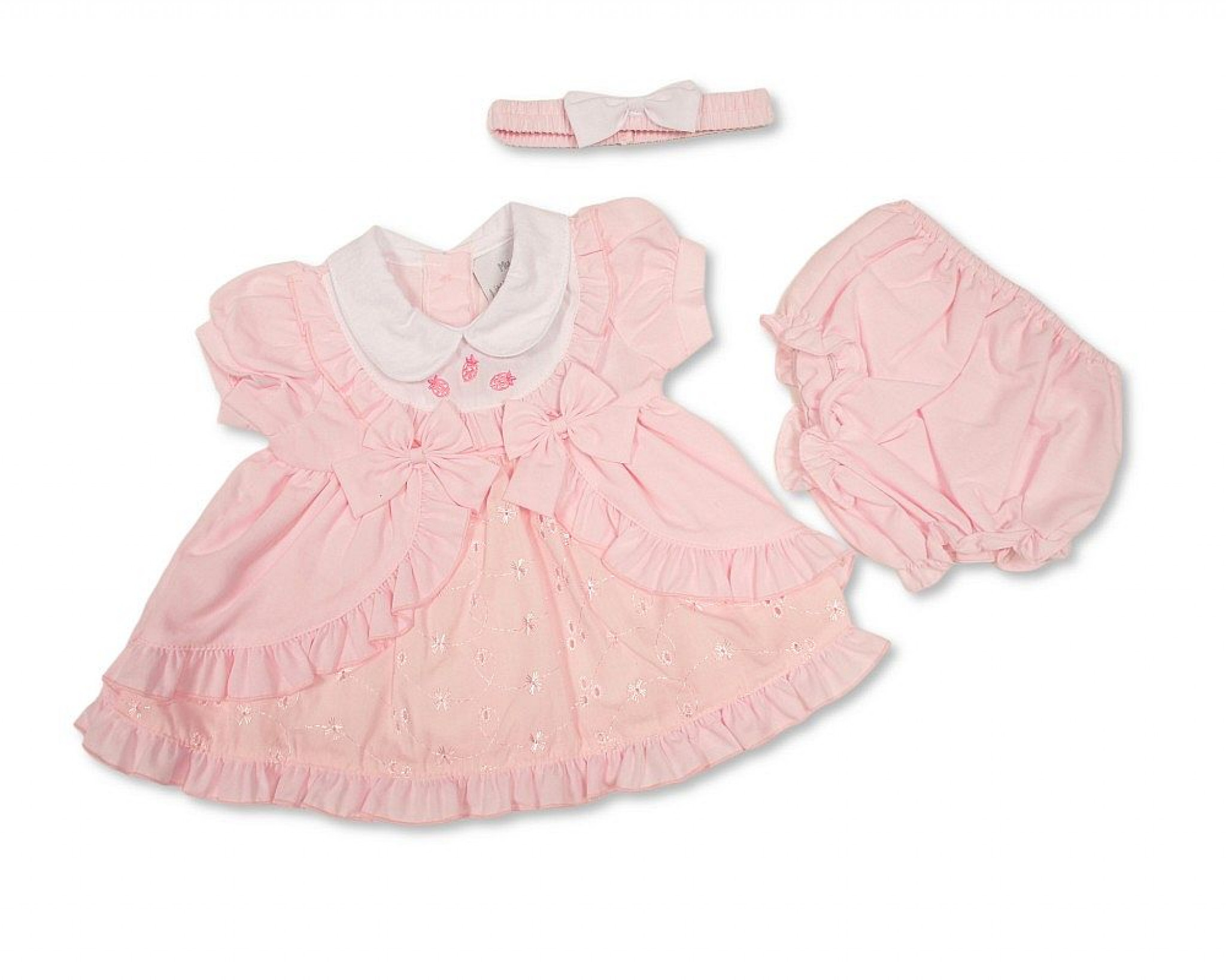 Tiny Chick PB-20-71 5035320207186 TCLBW20-718 Broderie Anglaise "Bows" Dress Set (3-8lbs)
