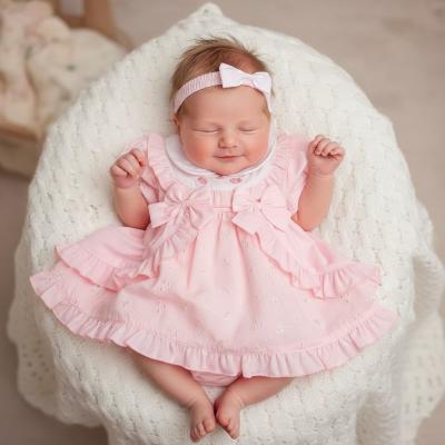 TCLBW20-718p  Broderie Anglaise "Bows" Dress Set  (3-8lbs)