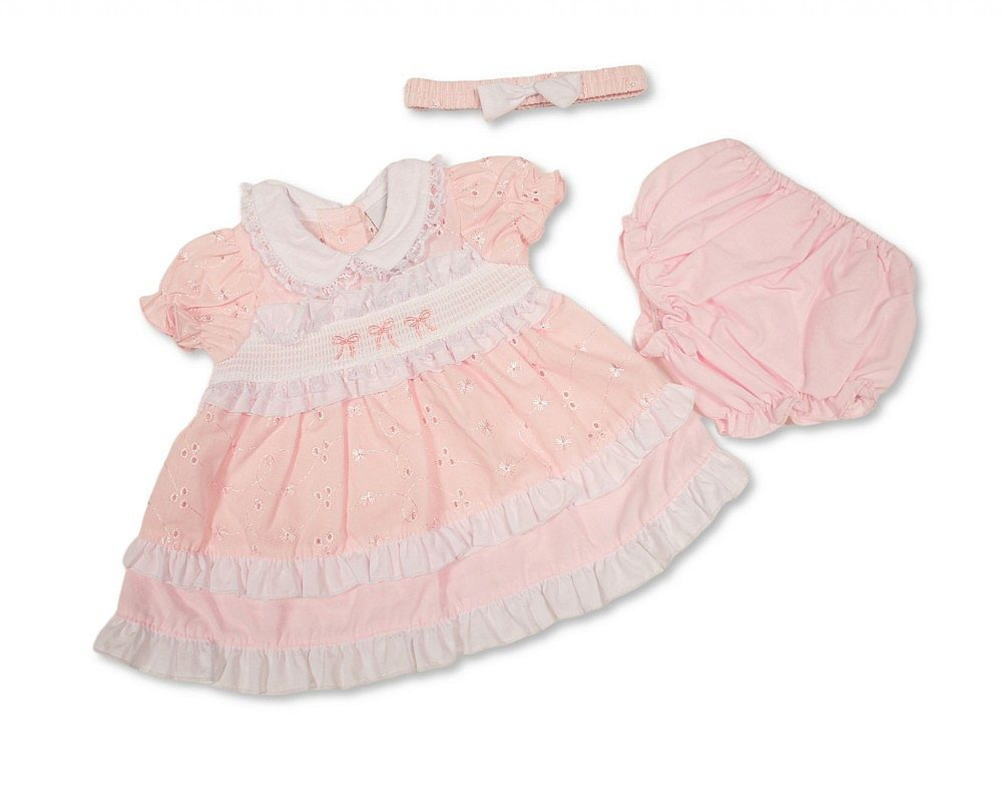 Tiny Chick PB-20-719 5035320207193 TCLBW20-719 Smocked Broderie Anglaise Dress Set (3-8lbs)