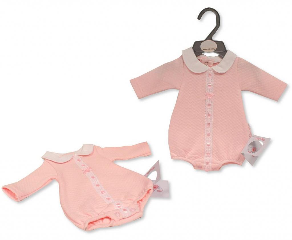 Tiny Chick PB-20-388P All sizes = 5035320483887 TC_LBW20-388P "Lace and Bows" Short Romper (3-8lbs)