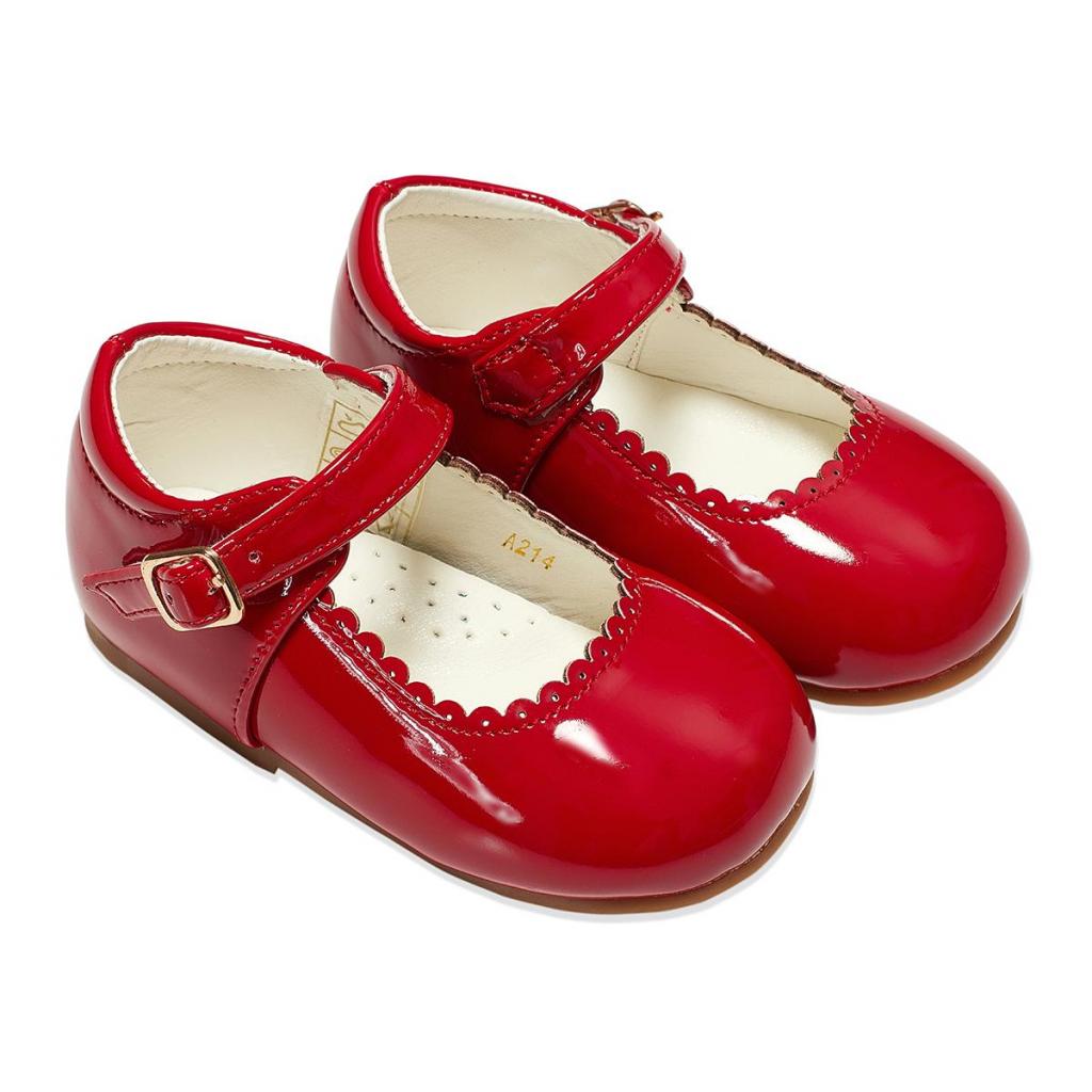 Tia London   TIA214-R Red Scallop Patent Shoes( 3 - 10)