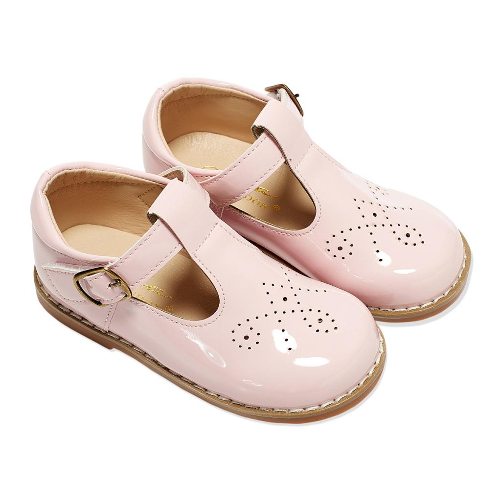 Tia London  * TL2903LP Pink Perforated T-Bar Patent Shoes (3 - 10)
