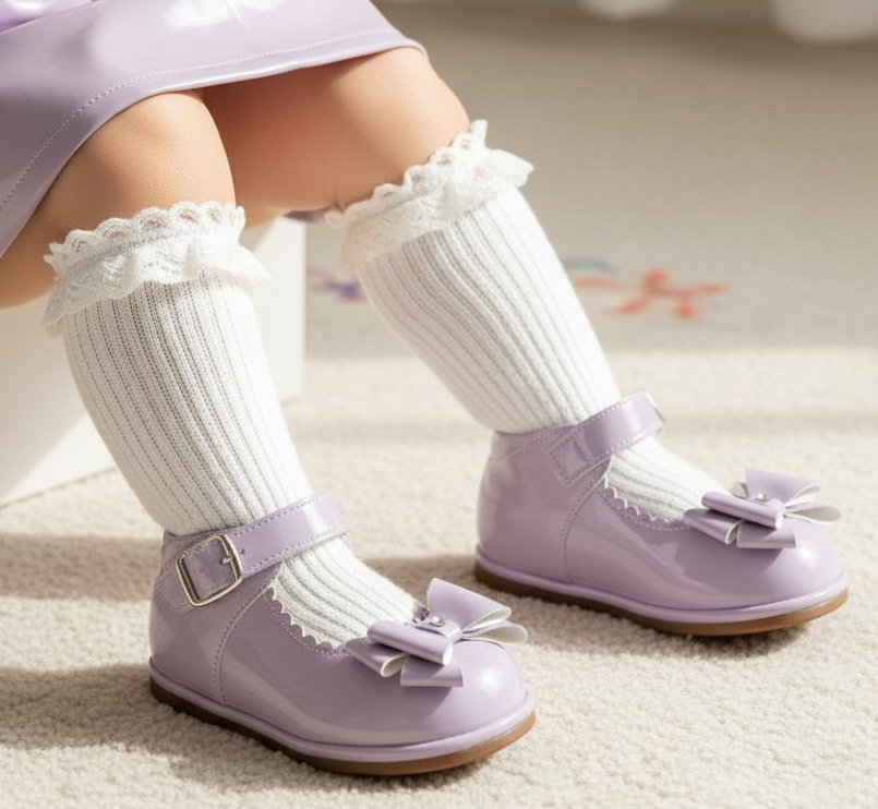 Tia London  * TIB22-2L Lilac Bow Patent Shoes( 3 - 10)