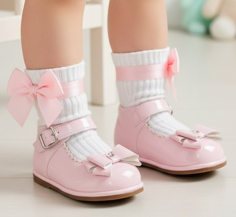 Tia London  * TIB22-2P Pink Bow Patent Shoes( 3 - 10)