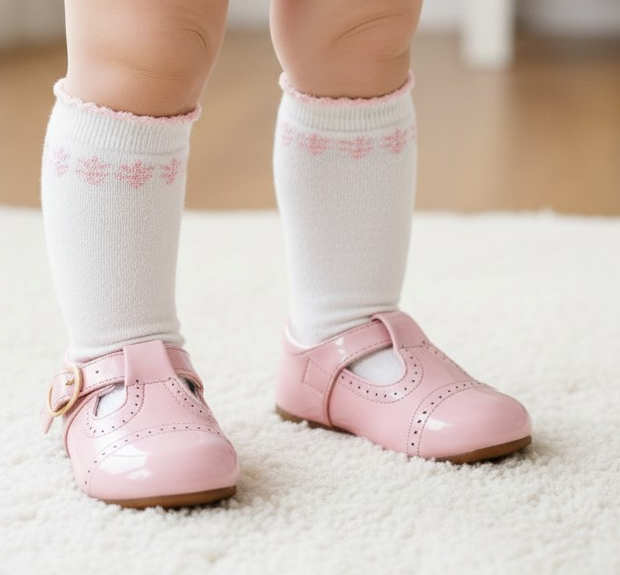 Tia London A23-P18  TIH23-18P Pink Scallop Patent Shoes( 3 - 10)