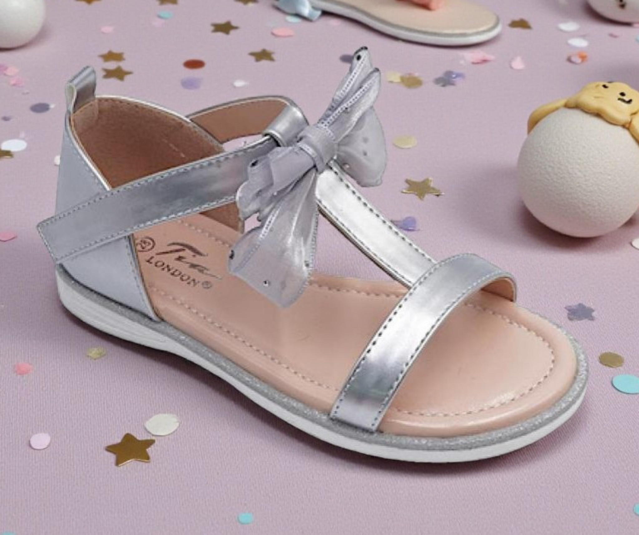 Tia London   TIHS8201-S Silver Bow Sandal(EU25-30 UK 8-12)