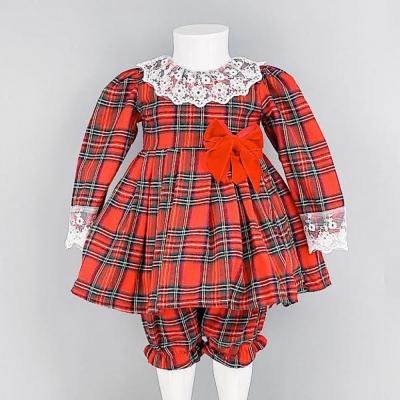 Tia London  * TLK2161-R Red Tartan Laced Bow Dress Set (0-24 months)