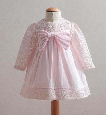 Tongs Baby 3904P * TO3904-P  Bow and lace woven dress(6-36 months)