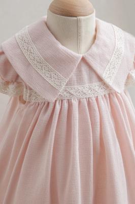TO3925P  Pink Woven Dress with lace (6-36 months)
