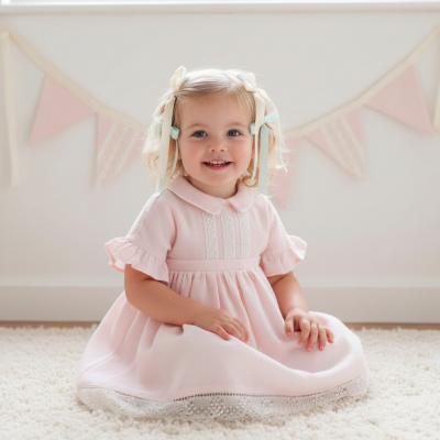 TO3927-P  Pink Woven Dress with lace (6-36 months)