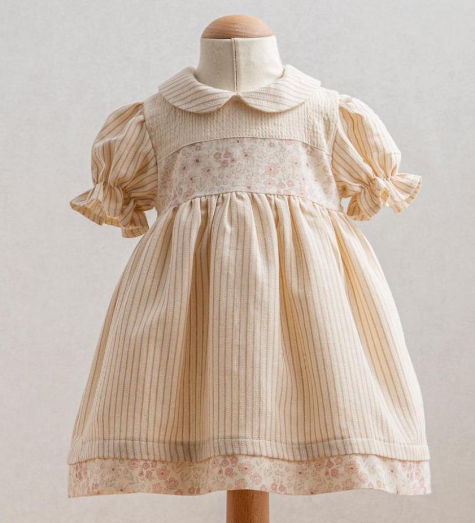 Tongs Baby 3943E * TO3943E  Floral and Stripe Woven Dress(6-36 months)