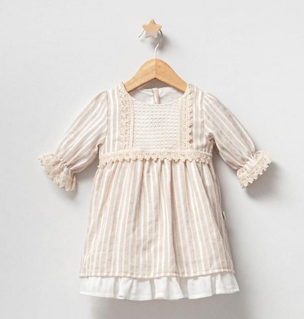Tongs Baby 5125BEJ 8690000048878 TO5125-Be Beige Crochet Lace Dress(3-24 months)