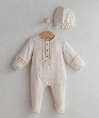 Tongs Baby 5410Be 8692023111209 TO5410 Biscuit embroidered Romper and Hat (0-9 months)