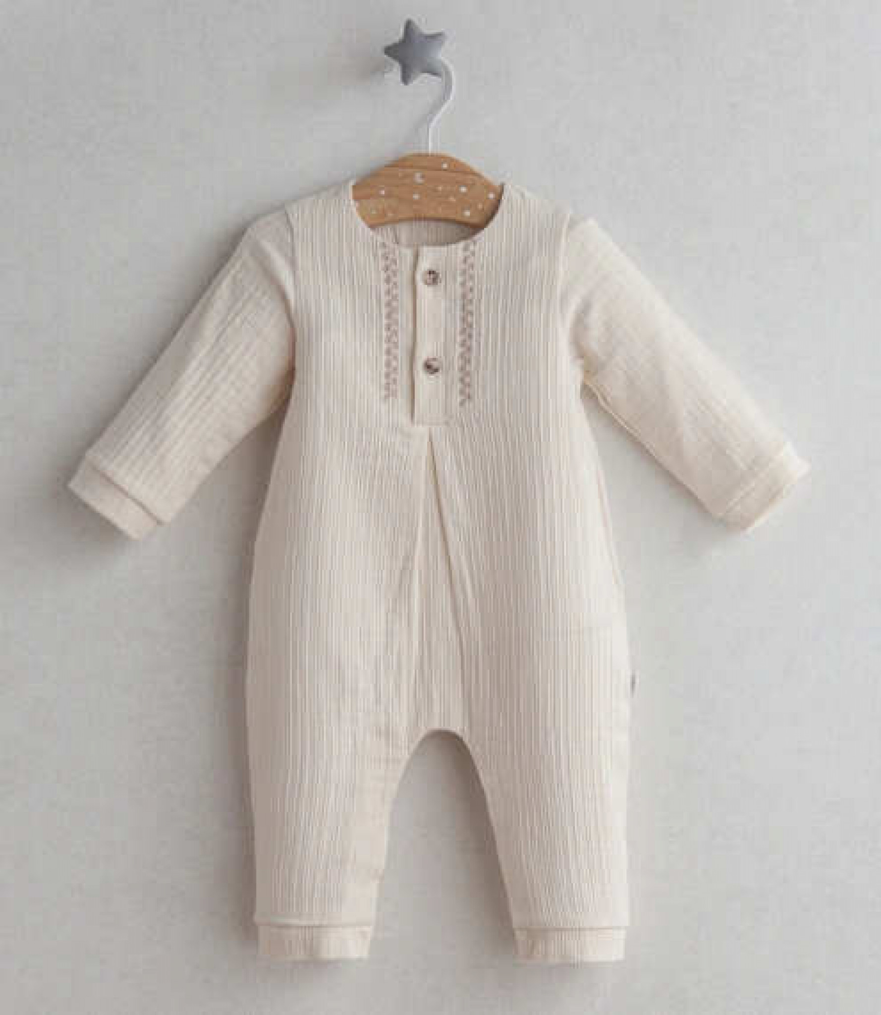 Tongs Baby 5420Ec 8692023111528 TO5420-E  Ecru embroidered romper(0-9 months)