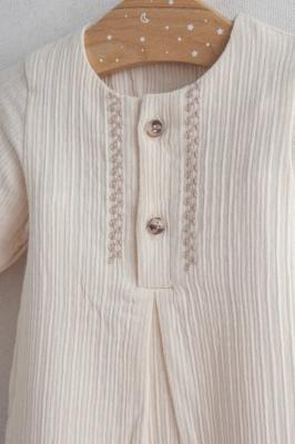 Tongs Baby 5420Ec 8692023111528 TO5420-E  Ecru embroidered romper(0-9 months)