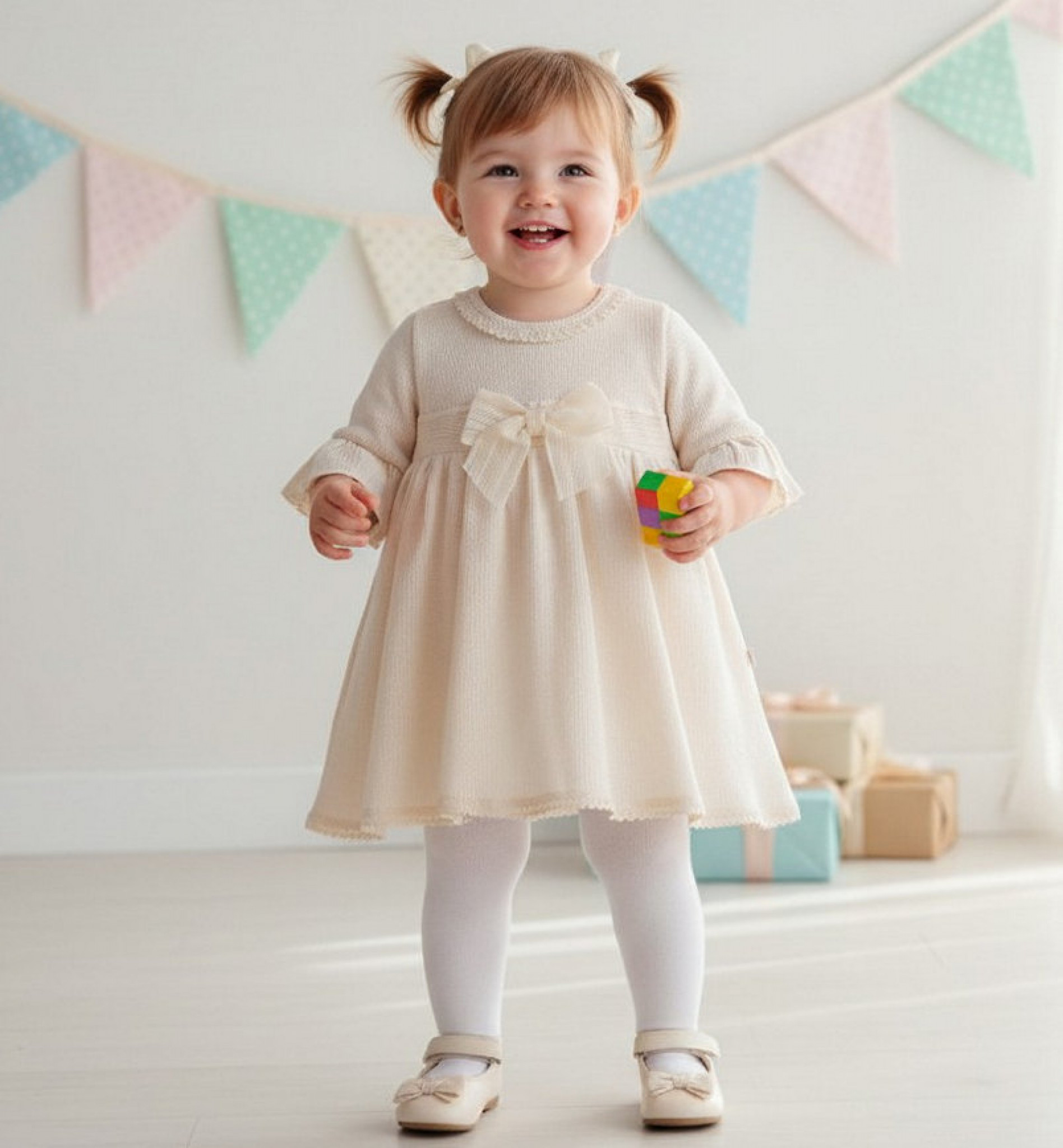 Tongs Baby 5435P * TO5435-E Bow and Lace Dress (6-36 months)