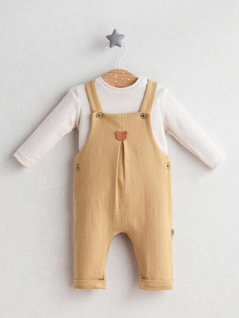 Tongs Baby 5442M  TO5442M Mustard Cotton Dungaree Set(3-12 months)
