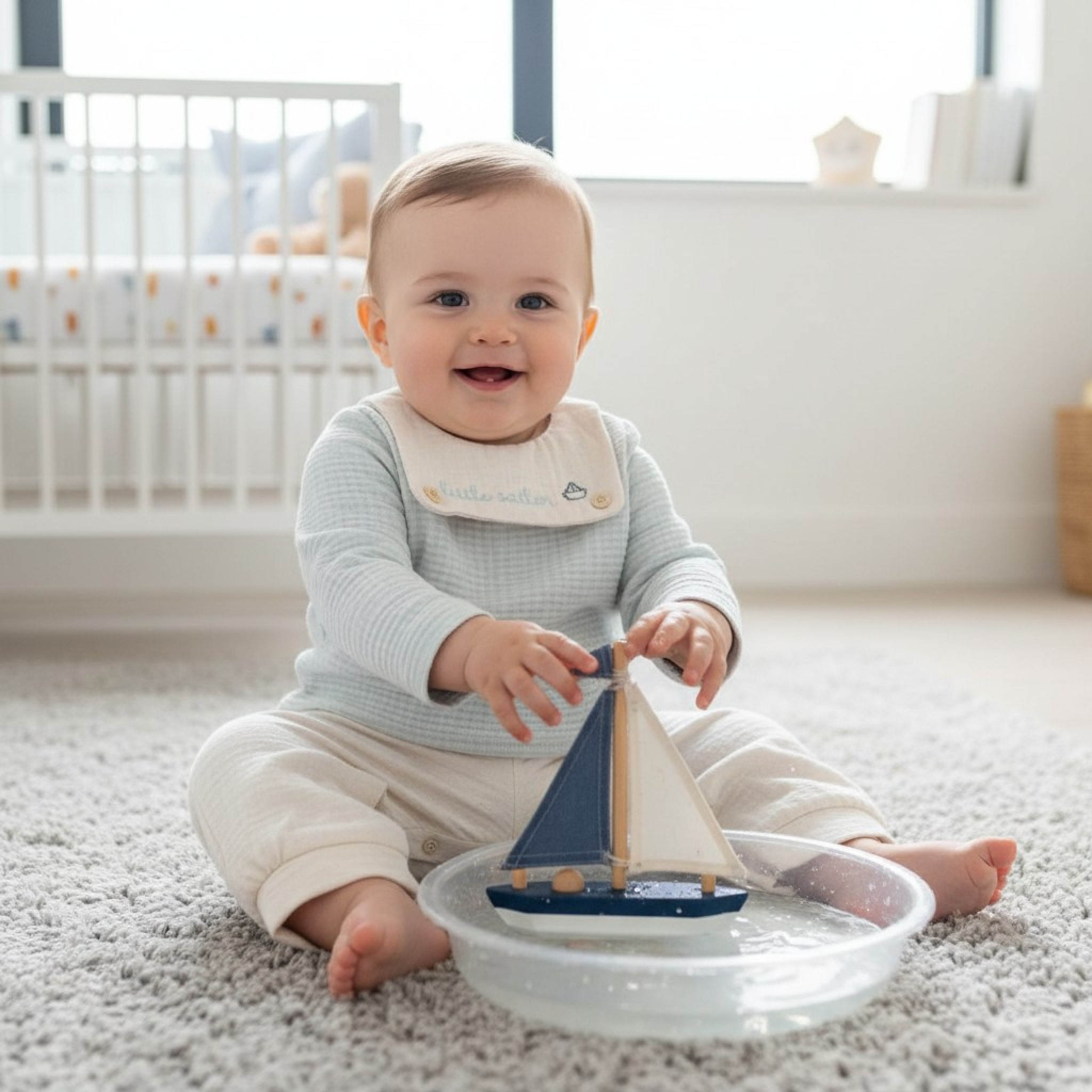 Tongs Baby 5480MAvi 8692023111573 TO5480S Sky "Little Sailor" Cotton Romper (0-9 months)