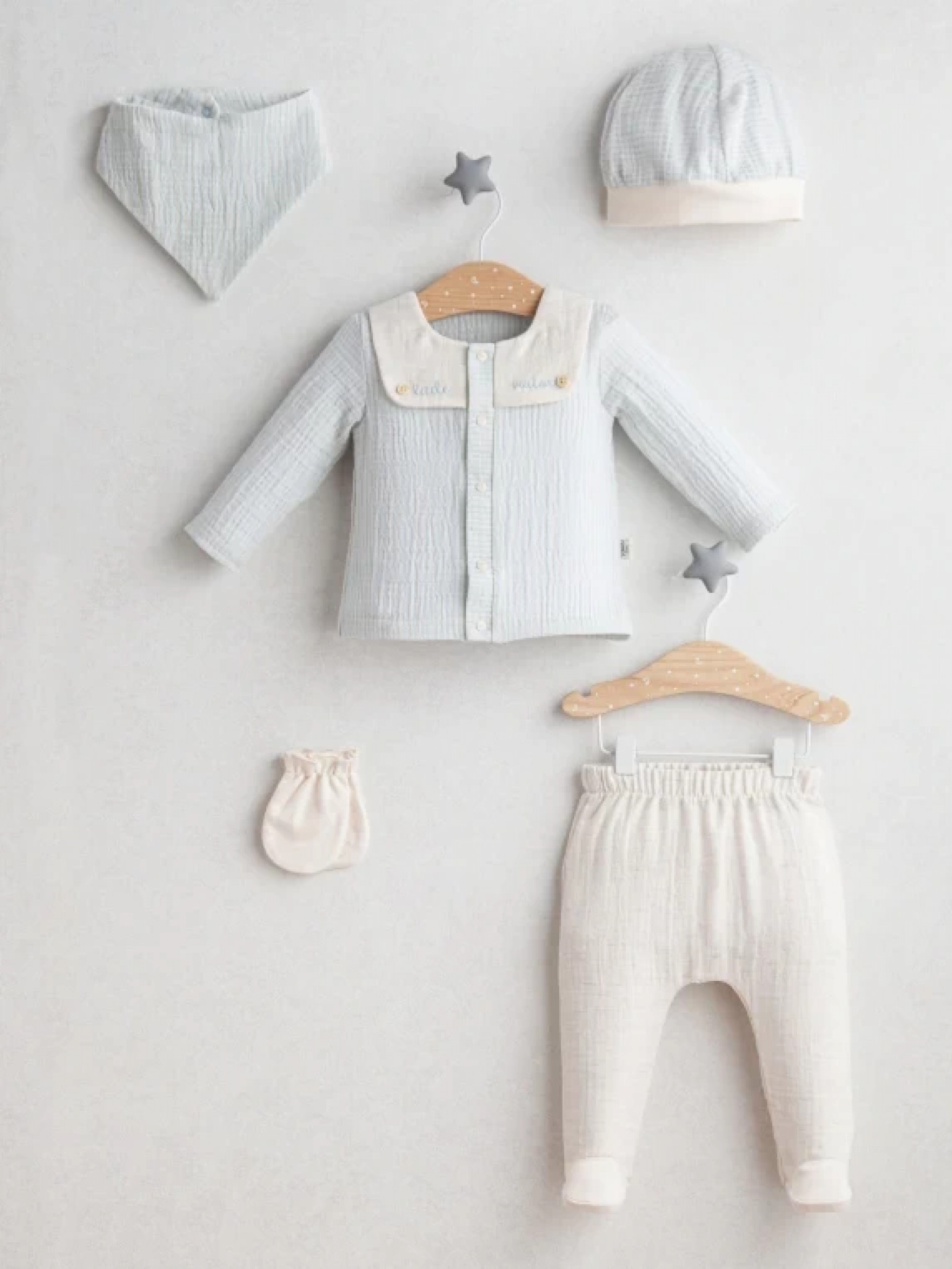 Tongs Baby 5482Mavi 869202311115 TO5482-M Sky "Little Sailor" Layette 5 Piece(0-1 months)