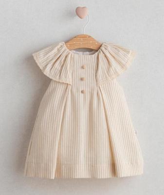 Tongs Baby 5531Kahv 8692023112879 TO5531B Cotton Stripe Woven Dress(6-36 months)