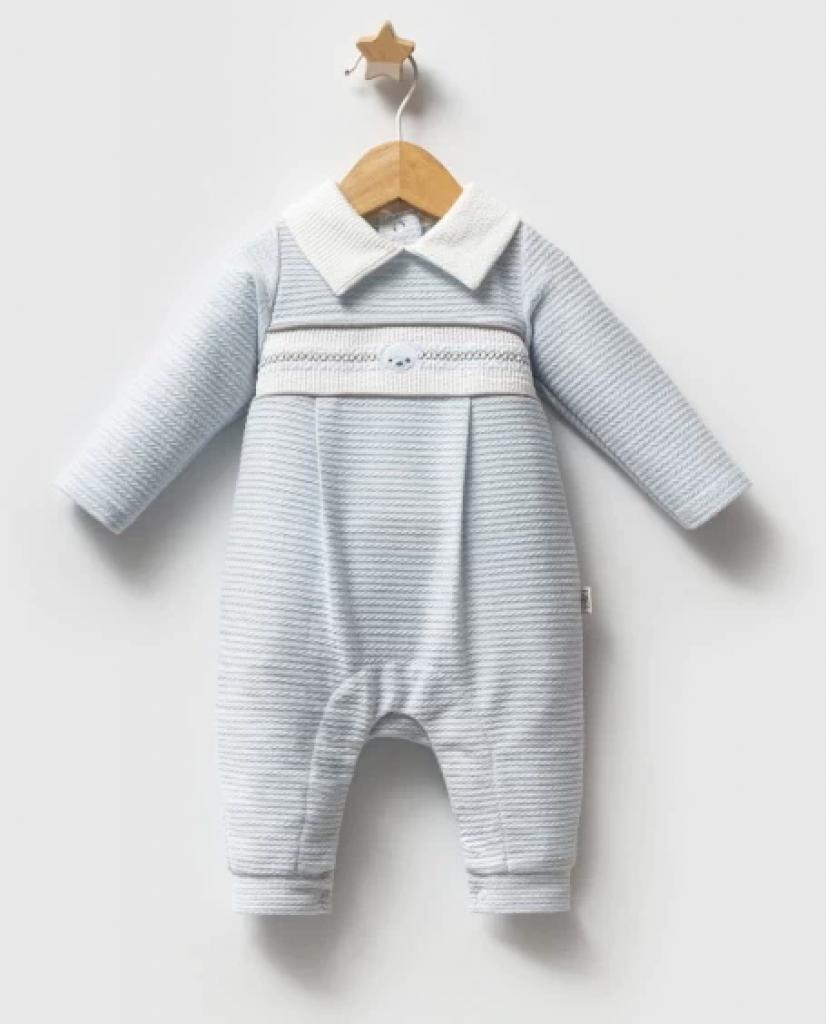 Tongs Baby  * TO5601 Textured Smocked Teddy Romper( 0-9 months)