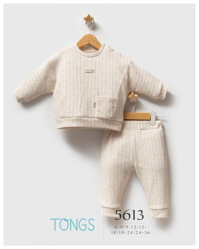 Tongs Baby  * TO5613E  Spanish Ecru Embossed Pocket Outfit (6-36 months)