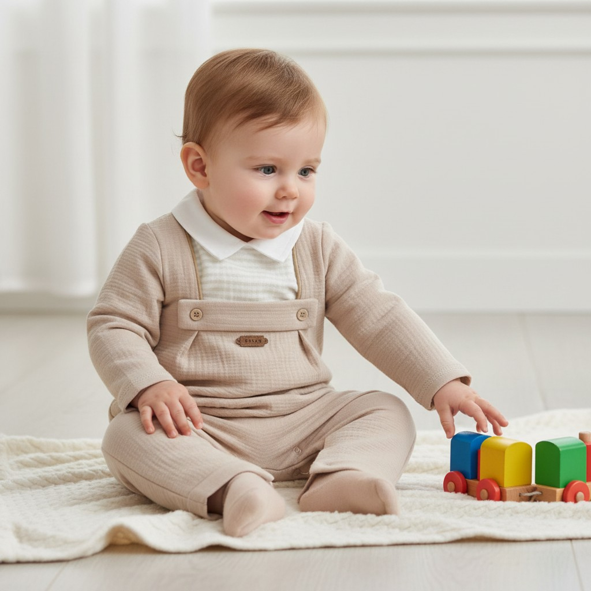 Tongs Baby 5754 8692023117456 TO5754-B Beige Bar  Romper(0-9 months)