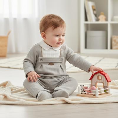 TO5754-G  Grey Bar  Romper (0-9 months)