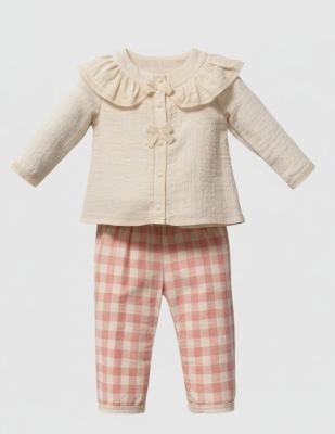Tongs Baby 5771 * TO5771 Checked Cotton Blouse Outfit(6-36 months)