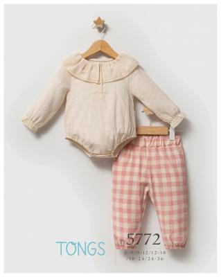 Tongs Baby  * TO5772 Checked Bodysuit Outfit (6-36 months)