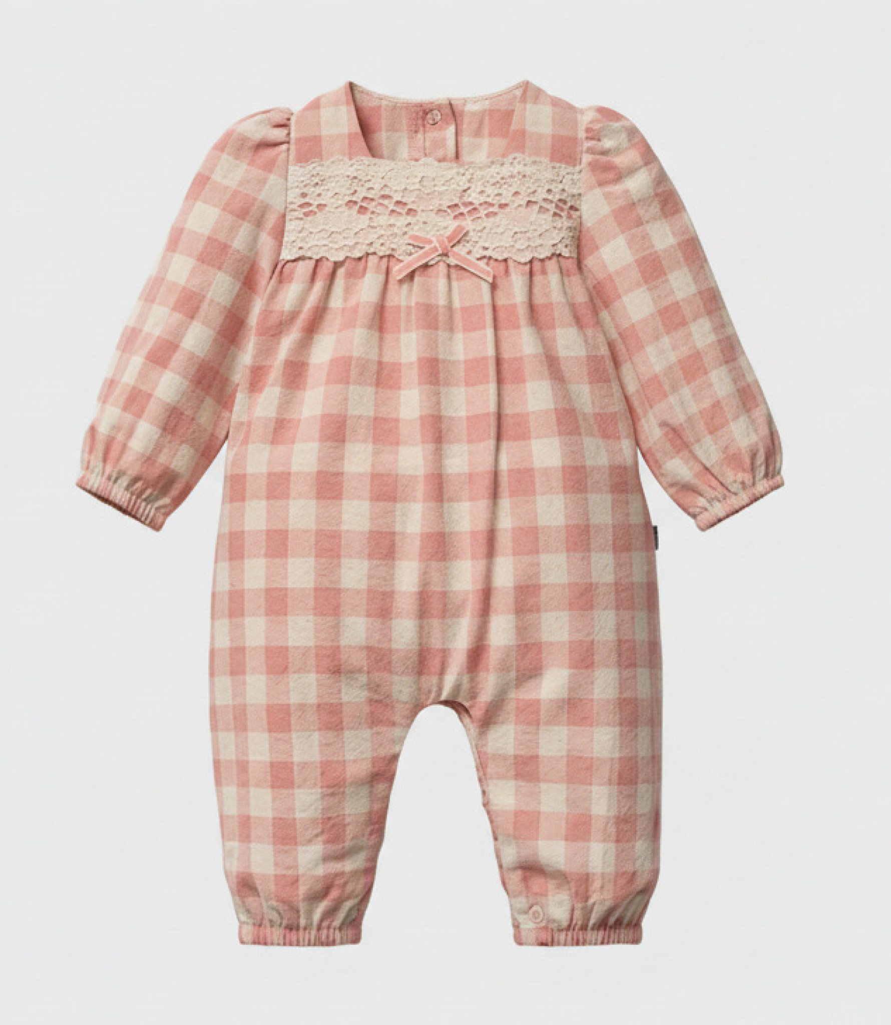 Tongs Baby  * TO5773 Checked and Lace Romper ( 0-9 months)