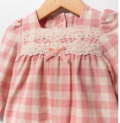 Tongs Baby  * TO5773 Checked and Lace Romper ( 0-9 months)