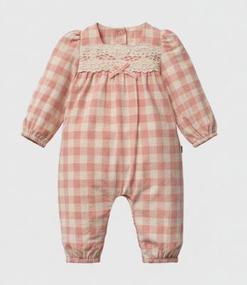 Tongs Baby  * TO5773P Checked and Lace Romper ( 0-9 months)