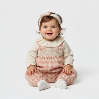 TO5776P Checked and Lace Dungaree ( 0-9 months)