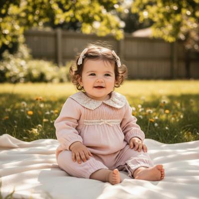 TO5780-P Floral Shirred Romper (0-9 months)