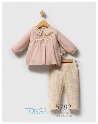 Tongs Baby 5782 8692023118453 TO5782 Cotton Floral Two Piece Set (6-36 months)