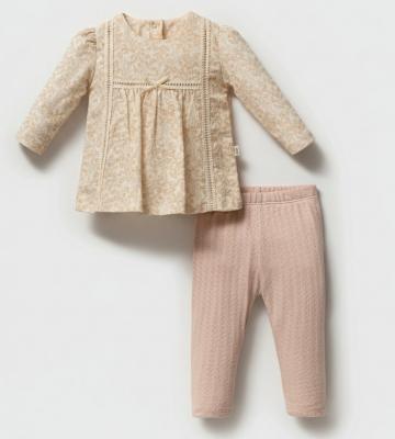 Tongs Baby 5782 8692023118323 TO5783P Cotton Floral Two Piece Set (6-36 months)