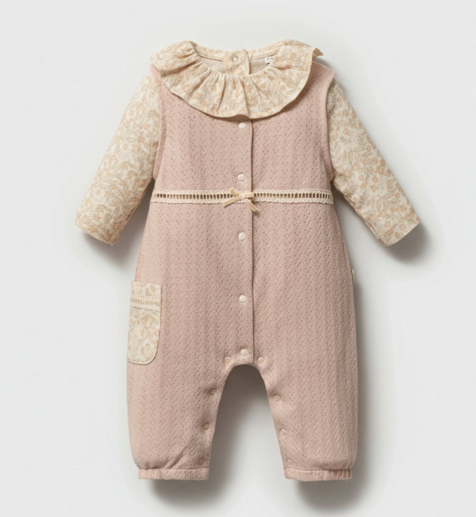 Tongs Baby 5787 8692023118897 TO5787 Floral and pointelle overall set (3-12 months)